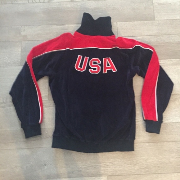 Asics Women USA Velour Track Jacket Cotton Full Zip Pockets Rib Knit Trim Medium - Picture 2 of 8